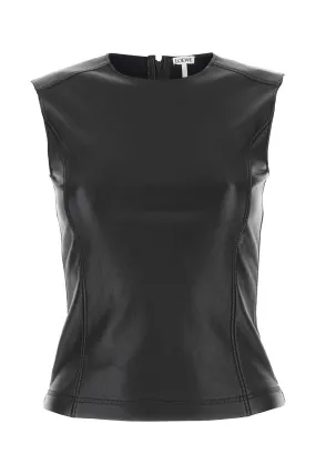 Loewe Black Leather And Fabric Top